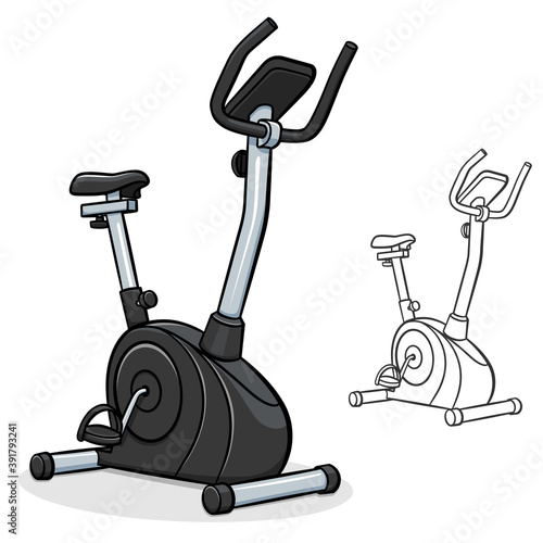 Vector exercise bike illustration cartoon