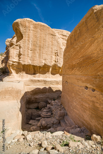 Landscape of the Djinn blocks in the ancient Nabatean city of Petra, Jordan