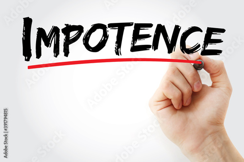 Impotence text with marker, concept background