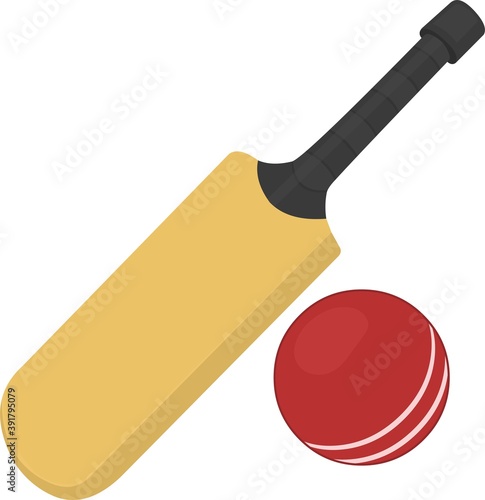 Vector illustration of cricket bat and ball