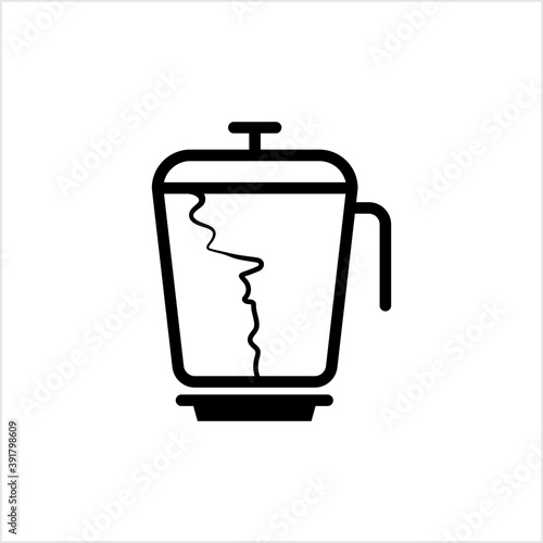 Cracked Broken Blender Mixer Jar Icon, Kitchen Home Electric Appliance