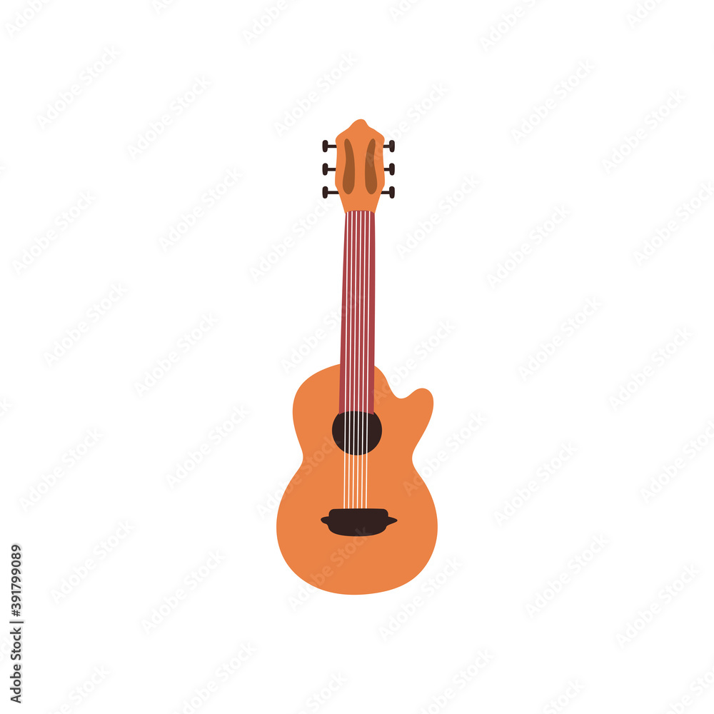 guitar acoustic instrument flat style icon vector design