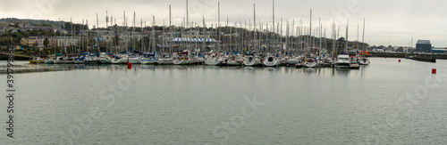 Amazing panoramic view at Howth marina bay, near Dublin, Ireland with yachts and boats. Typical small harbour. © Marcin