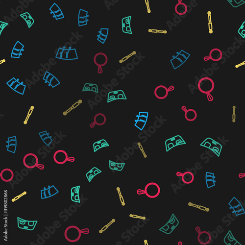 Set line Windscreen wiper, Car windscreen, Shock absorber and mirror on seamless pattern. Vector.