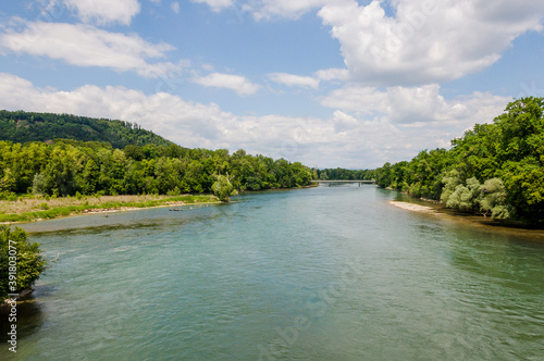 Tableau sur toile Brugg, Wasserschloss, Flusslandschaft, Aare, Fluss, Limmat, Reuss, Zusammenfluss