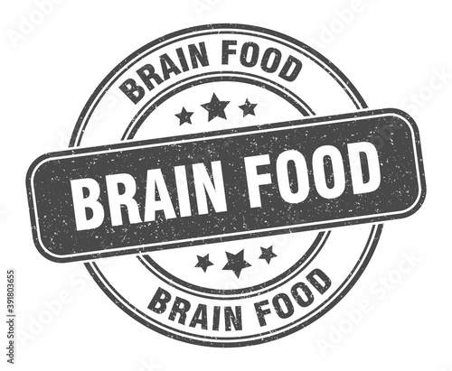 brain food stamp. brain food label. round grunge sign