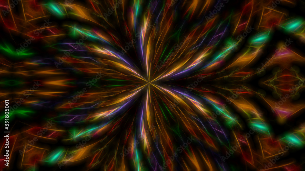 Abstract fractal background with glowing multi-colored lines. Abstract fractal background with glowing multi-colored lines.