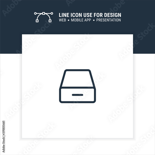 in-box vector symbol outline stroke graphic design single icon illustration