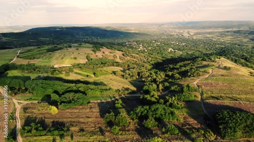 Nature with hills in Moldova near Balanesti village photo