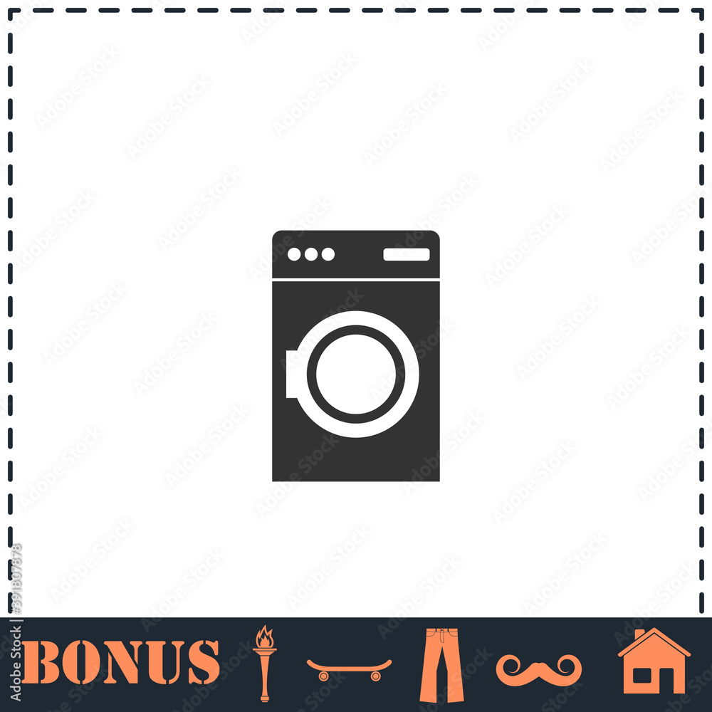 Washing machine icon flat Washing machine icon flat