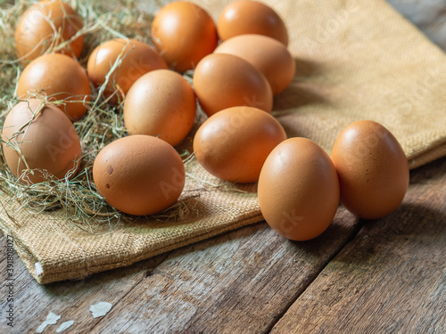 Chicken eggs.Fresh eggs on wooden backgrond