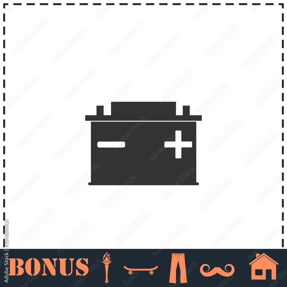 Car Battery icon flat