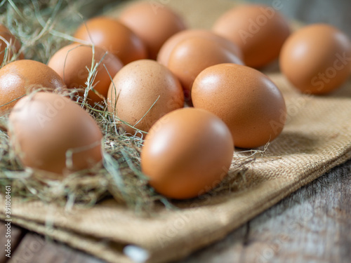 Chicken eggs.Fresh eggs on wooden backgrond