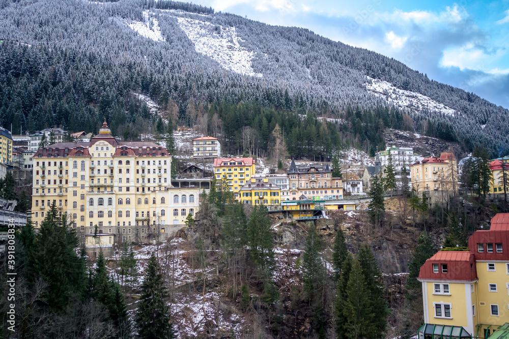 Famous Austria's resort town of Bad Gastein in Alps mountains.