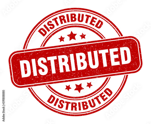 distributed stamp. distributed label. round grunge sign