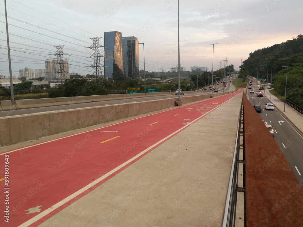 View of a empty Bike Lane in Sao Paulo City