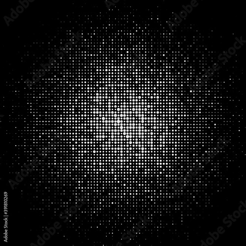 White sphere of particles and with explosion effect. Modern sci-fi elements consisting of points. Big data visualization. Technology vector halftone wave.