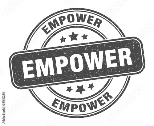 empower stamp. empower label. round grunge sign