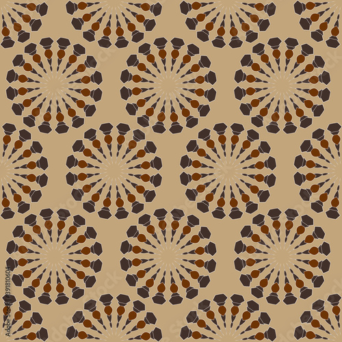 Circle. Geometric pattern for tiles  wallpaper. Vector ornament in brown and beige tones. Background for notebook  textiles  printing