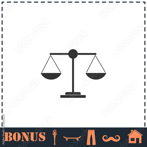 Justice scale icon flat