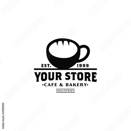 coffee with cake bakery logo design vintage