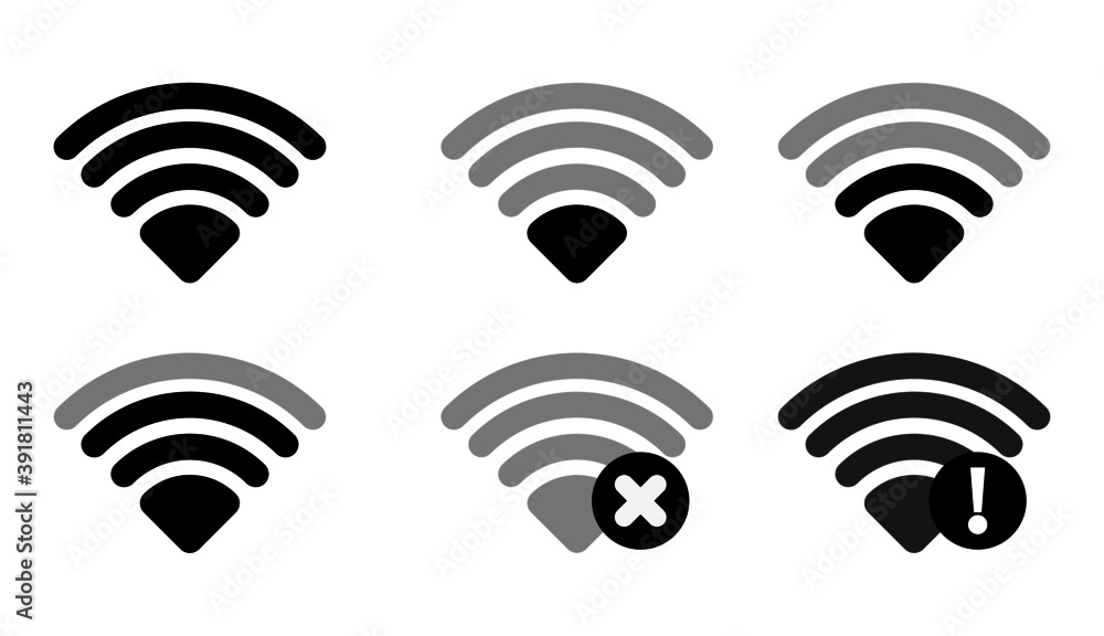wi icon. An icon of the wi-fi network. A set of icons of the wireless networks. wi icon. An icon of the wi-fi network. A set of icons of the wireless networks.