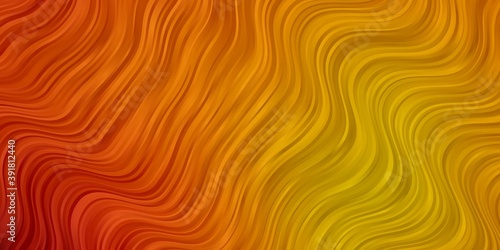 Light Red, Yellow vector background with bent lines.