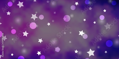 Light Purple vector template with circles, stars.