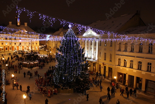 christmas tree at town hall square in Tartu Estonia