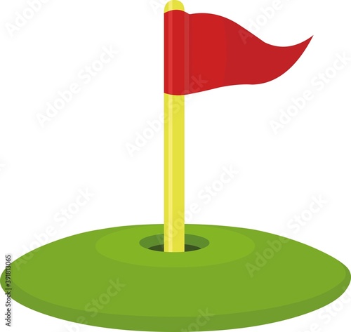 Vector emoticon illustration of a flag inside golf hole