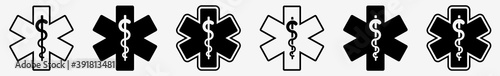 Emergency Medical Service Symbol Set | EMS Emergency Medical Service Vector Illustration Logo | Medical Icons Isolated Collection