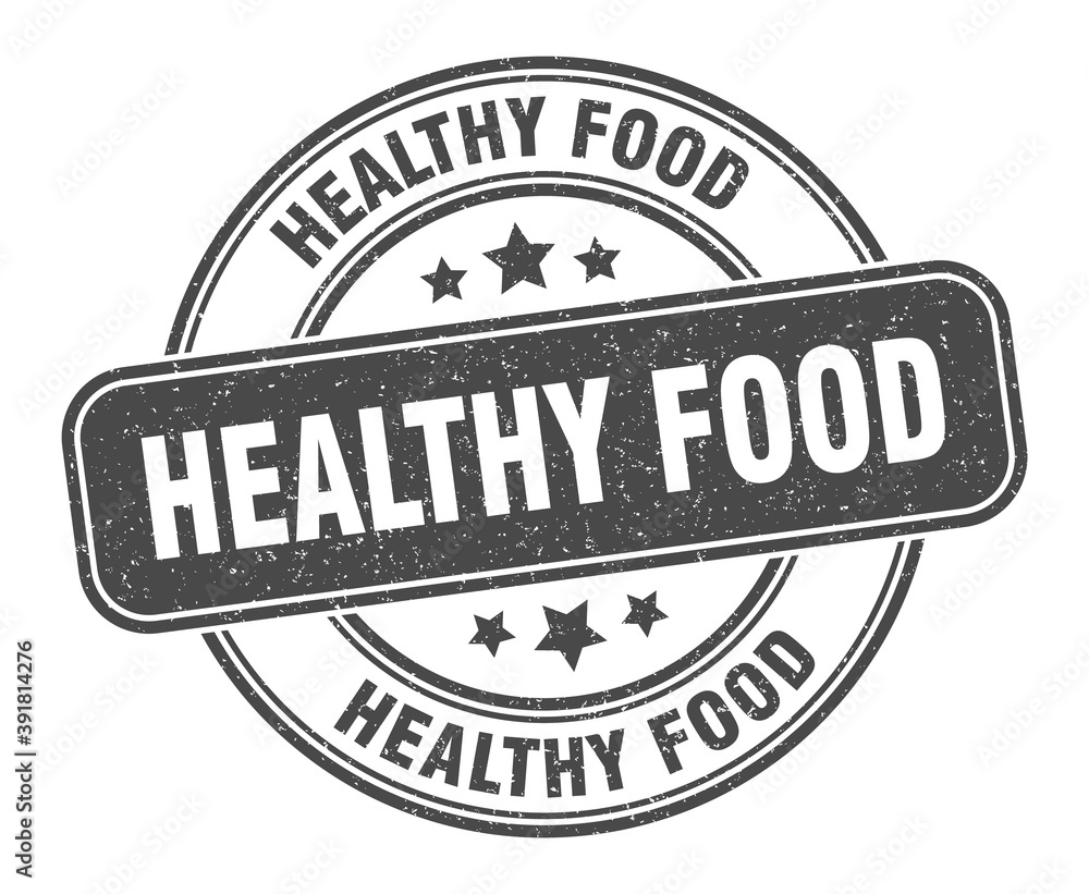 healthy food stamp. healthy food label. round grunge sign