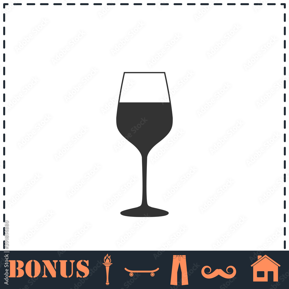 Wineglass icon flat Wineglass icon flat