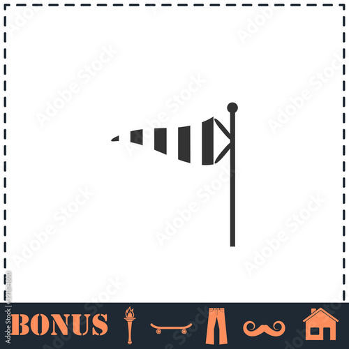 Wind sock icon flat