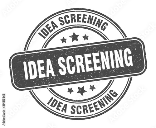 idea screening stamp. idea screening label. round grunge sign