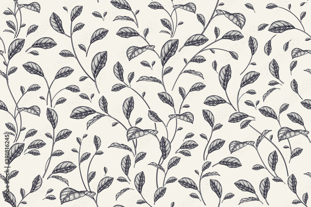 Seamless pattern with decorative leaves. Vector. Seamless pattern with decorative leaves. Vector.