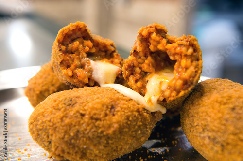 Photography fried rice balls called in rome suppli al telefono