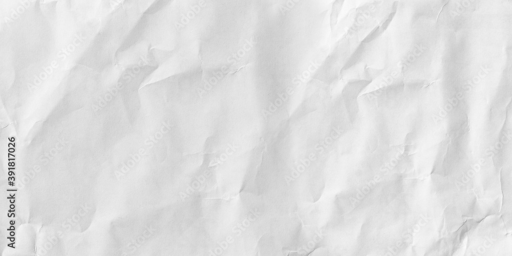 Top view empty white paper with wrinkled. Panorama rumpled paper background and texture. Top view empty white paper with wrinkled. Panorama rumpled paper background and texture.
