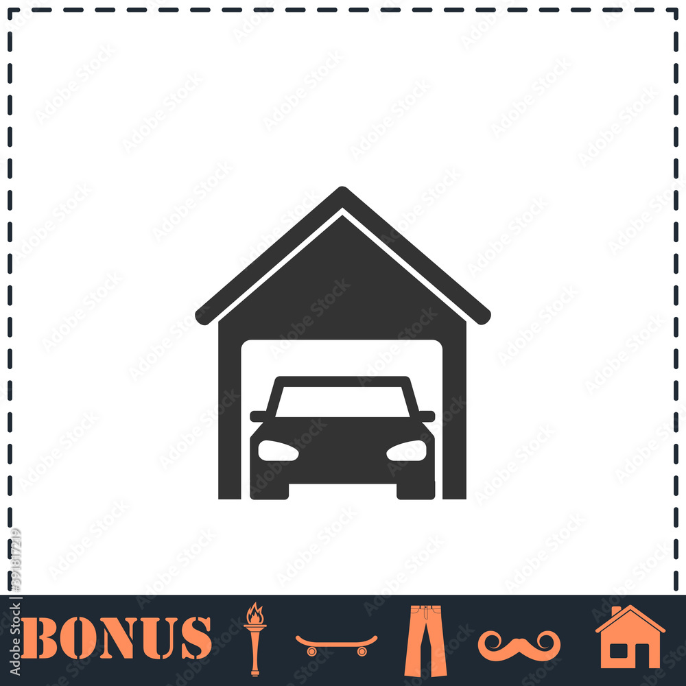Garage car icon flat Garage car icon flat