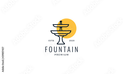 fountain with sunset logo vector icon illustration design
