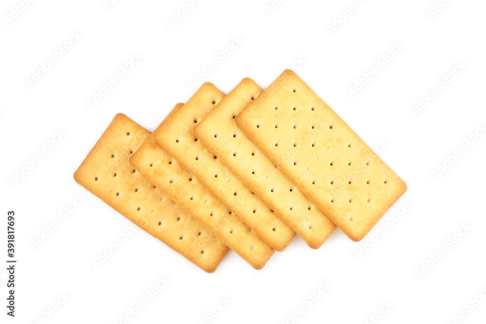 Cracker isolated on white background. Top view Cracker isolated on white background. Top view