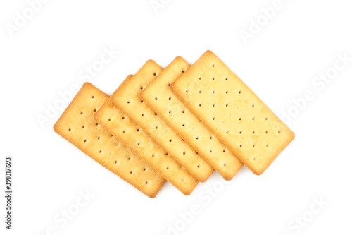 Cracker isolated on white background. Top view
