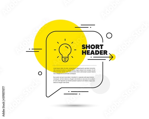 Light Bulb line icon. Speech bubble vector concept. Lamp sign. Idea, Solution or Thinking symbol. Light bulb line icon. Abstract bubble balloon badge. Vector