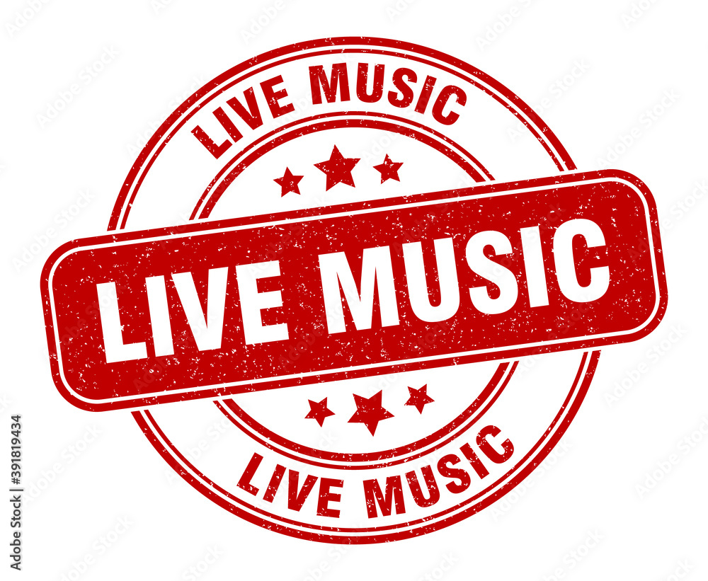 live music stamp. live music label. round grunge sign live music stamp. live music label. round grunge sign