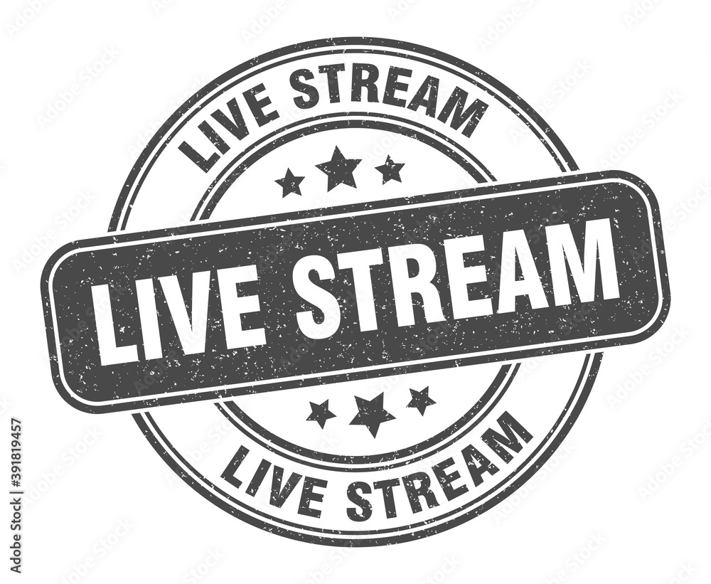 live stream stamp. live stream label. round grunge sign live stream stamp. live stream label. round grunge sign
