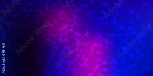 Dark pink, blue vector texture with colorful hexagons.
