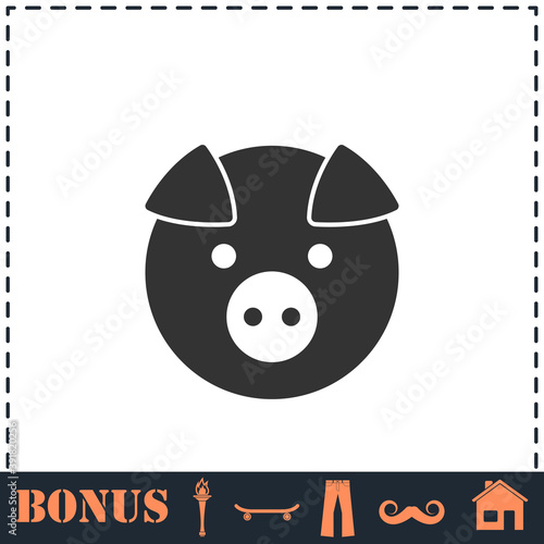 Pig icon flat