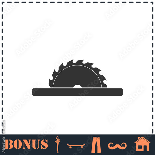 Circular saw blades icon flat