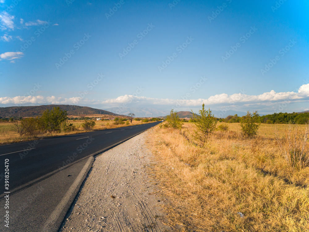Long way to beautiful Bugarian mountains. - obrazy, fototapety, plakaty 