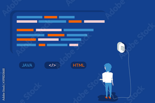 Abstract developer human business. code, java and html wallpaper. cartoon style. community and communication. design esp10.